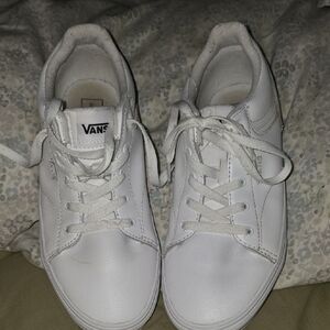 Vans All-White Low Top Leather Sneakers